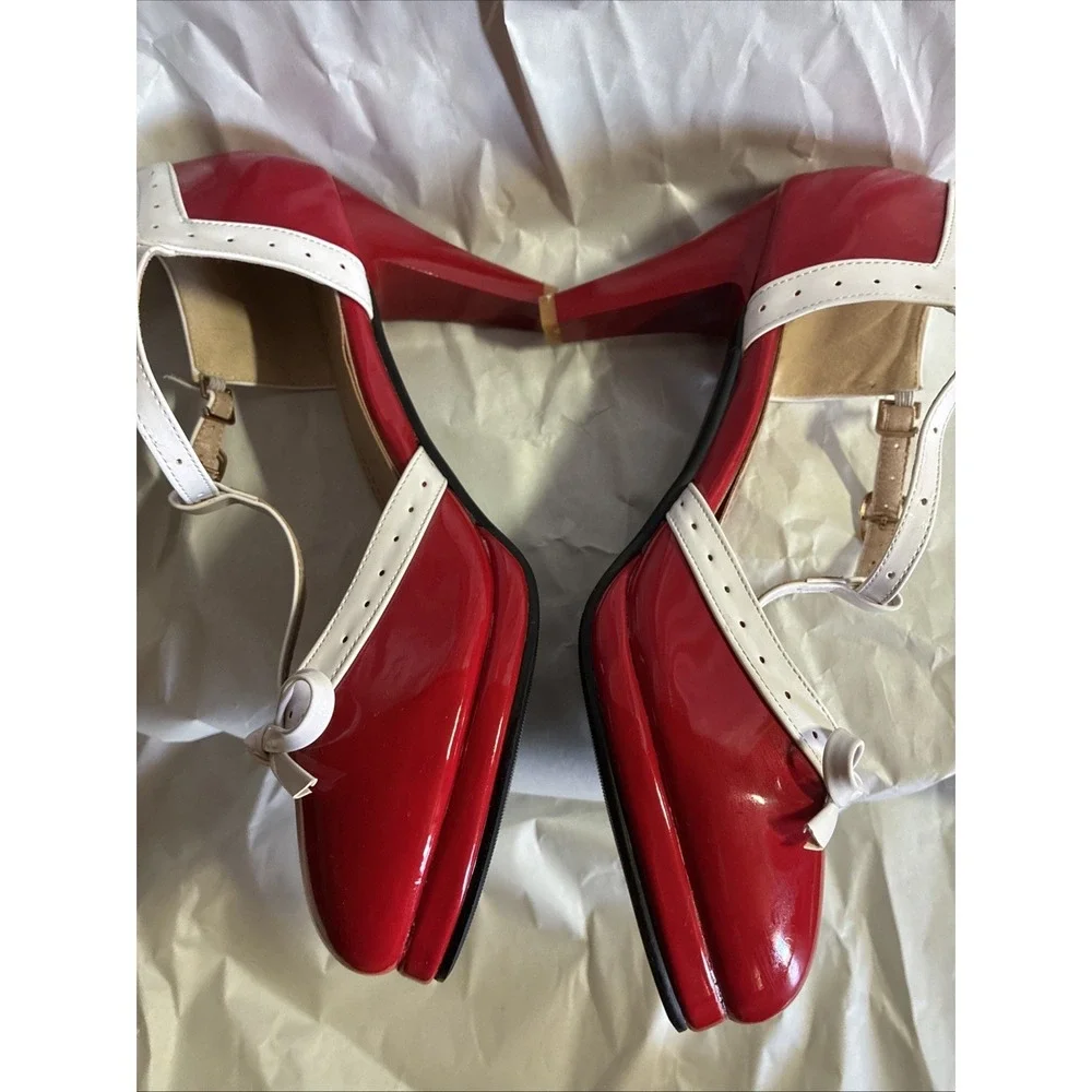Hot Red & White Retro Ballroom / Swing Dance Shoes – Sz EU 45 (US Women's 14)